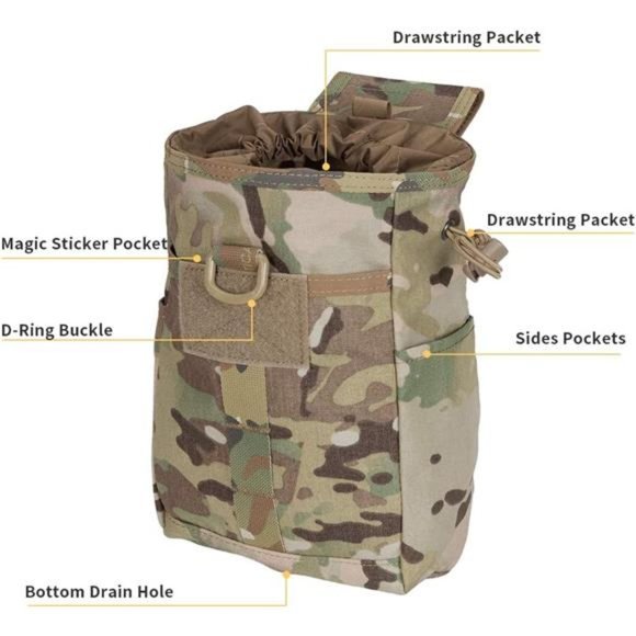 Molle Dump Pouch Drawstring Magazine Utility Pouch Folding Dump Pouch Waist Bag - Picture 3 of 6